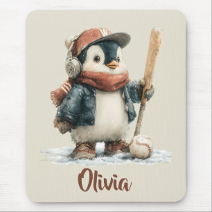Personalisierter Winter-Pinguin-Softball-Kid Mousepad