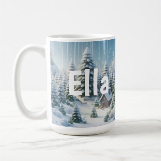Personalisierter Winter Weihnachtswald   Kaffeetasse (Links)