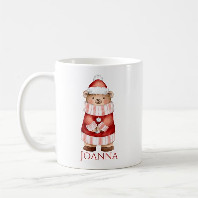 Personalisierter Winterbär Kaffee Tasse (Links)
