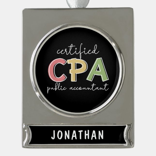Personalisierter Wirtschaftsprüfer mit CPA-Zertifi Banner-Ornament Silber (Vorderseite)