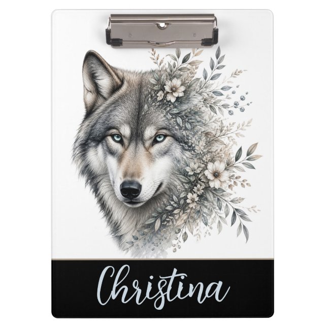 Personalisierter Wolf  Klemmbrett (Vorderseite)