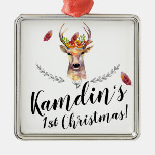Personalisierter XMAS Ornament boho Hirsch Buck He Aus Metall