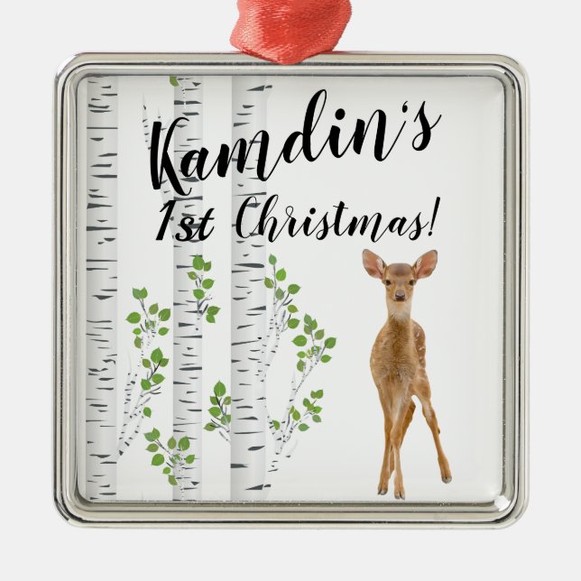 Personalisierter XMAS Ornament Deer Doe Buck Fores Aus Metall (Vorne)