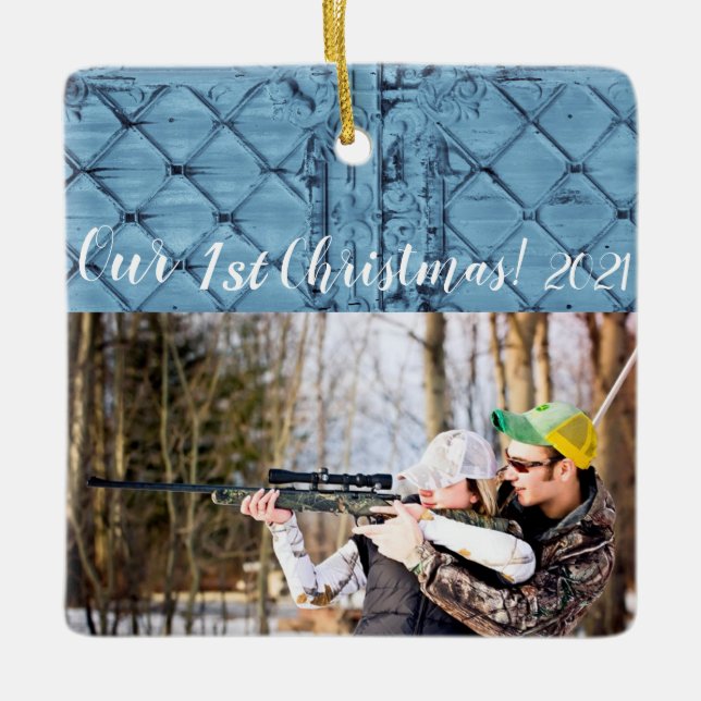 Personalisierter XMAS Ornament Rustikale Zinnwand (Vorderseite)