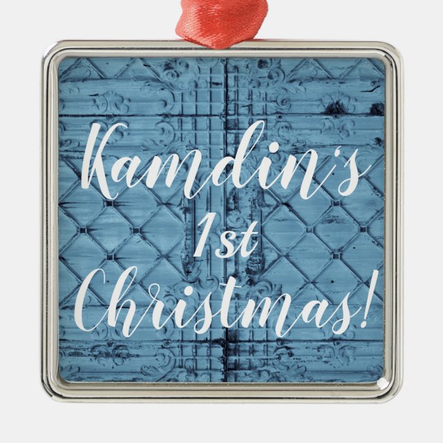 Personalisierter XMAS Ornament Rustikale Zinnwand (Vorne)