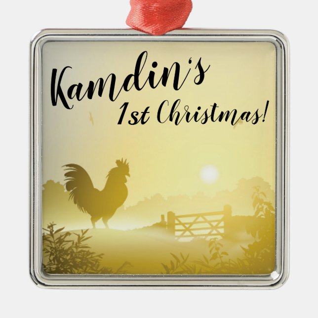 Personalisierter XMAS Ornament Sonniger Morgen Far Aus Metall (Vorne)