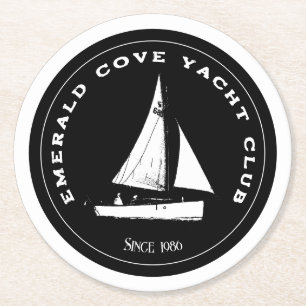 Personalisierter Yachtclub. Benutzerdefiniertes Se Runder Pappuntersetzer