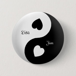 Personalisierter Yin Yang Liebe-Knopf Button