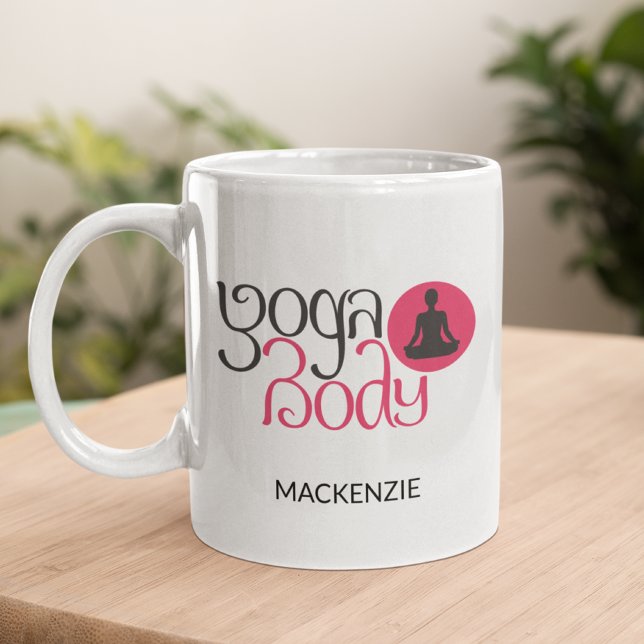 Personalisierter Yoga-Körper mit Yoga-Pose Grafik Kaffeetasse (Von Creator hochgeladen)