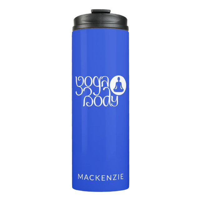 Personalisierter Yoga-Körper mit Yoga-Pose Grafik Thermosbecher (Vorderseite)