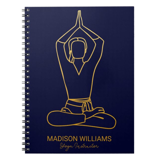 Personalisierter Yoga Lehrer Navy Gold Moderner Mi Notizblock (Vorderseite)