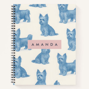 Personalisierter Yorkshire Terrier Blau Namensgesc Notizbuch