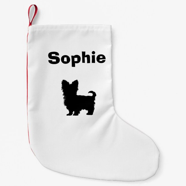Personalisierter Yorkshire-Terrier-Strumpf Kleiner Weihnachtsstrumpf (Vorderseite)