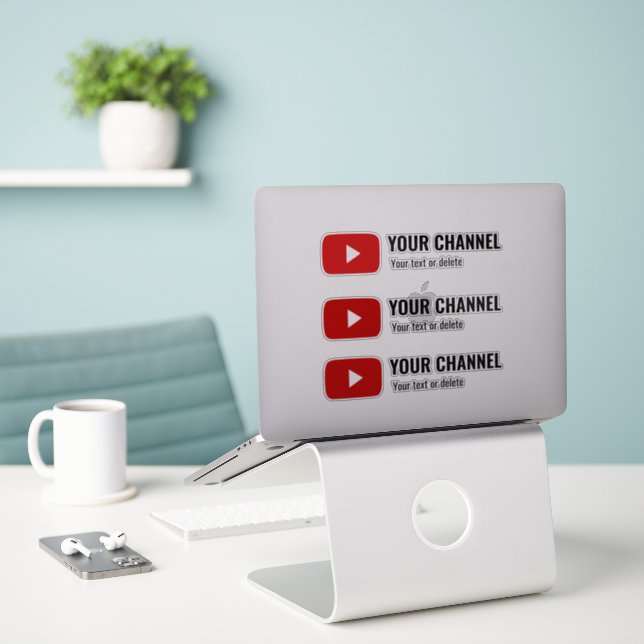 Personalisierter Youtube-Kanalname Aufkleber (Laptop auf Schreibtisch)
