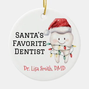 Personalisierter Zahnarzt des Weihnachtsmanns Keramik Ornament