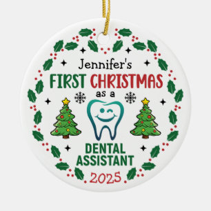 Personalisierter Zahnarzt Erster Weihnachtsbaum Keramik Ornament