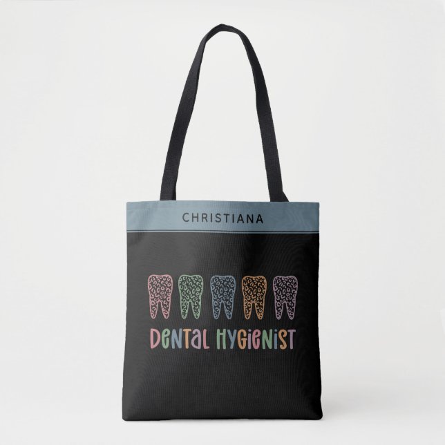 Personalisierter Zahnarzt Leopard Tasche (Vorderseite)