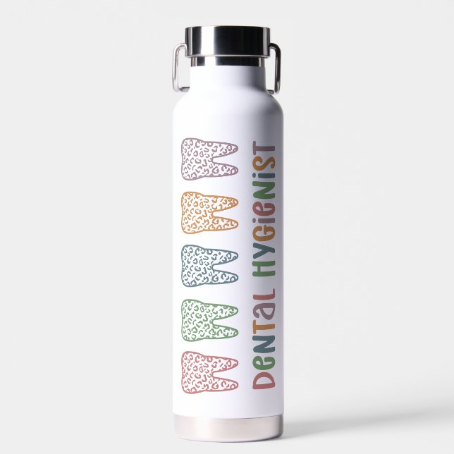 Personalisierter Zahnarzt Leopard Trinkflasche (Vorne)