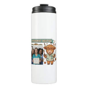 Personalisierter Zahnarzthelferin-Besties Highland Thermosbecher