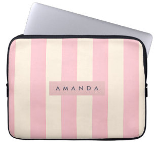 Personalisierter zarter rosa und cremefarbener Str Laptopschutzhülle