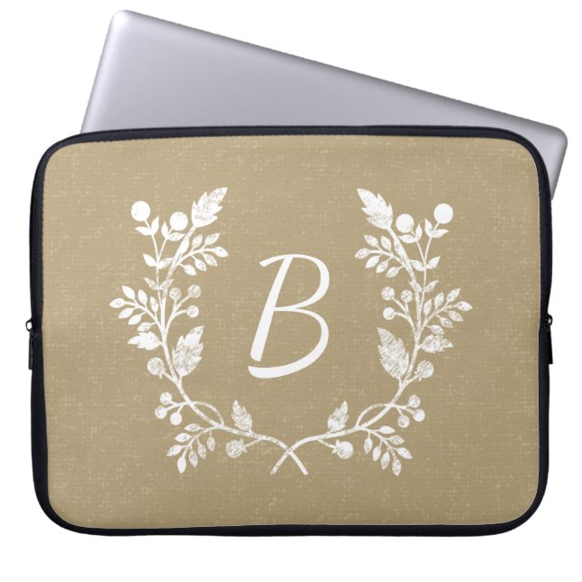 Personalisierter, zarter weißer Blumenkranz Laptopschutzhülle (Vorderseite)