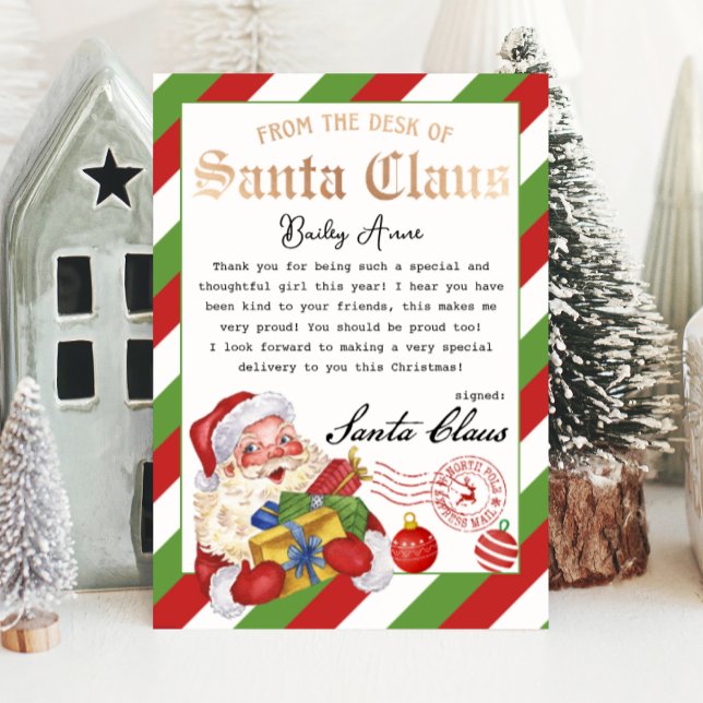 Personalisierter Zauberbrief vom Weihnachtsmann Einladung (letter from Santa claus from the North pole magical and festive watercolor letter)