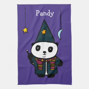 Personalisierter Zauberer Pandy der Panda Küchentuch