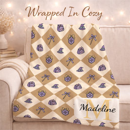 Personalisierter Zauberschul-Monogramm-Name Gold Fleecedecke