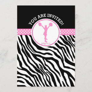 Personalisierter Zebra-Druckkopf oder Pom in Rosa Einladung