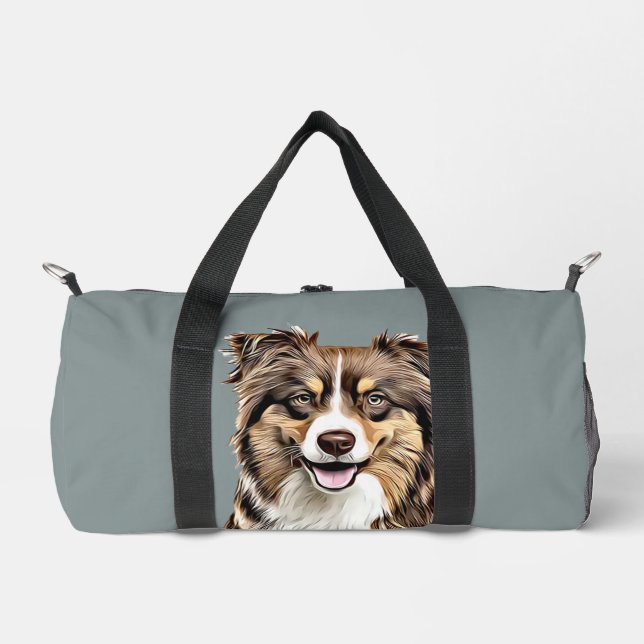 Personalisierter, Zeichnend Collie Dog an der Gren Duffle Bag (Vorderseite)
