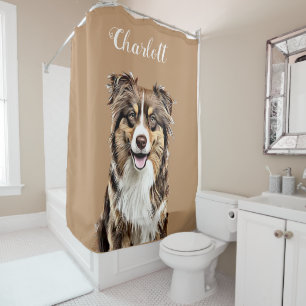 Personalisierter, Zeichnend Collie Dog an der Gren Duschvorhang