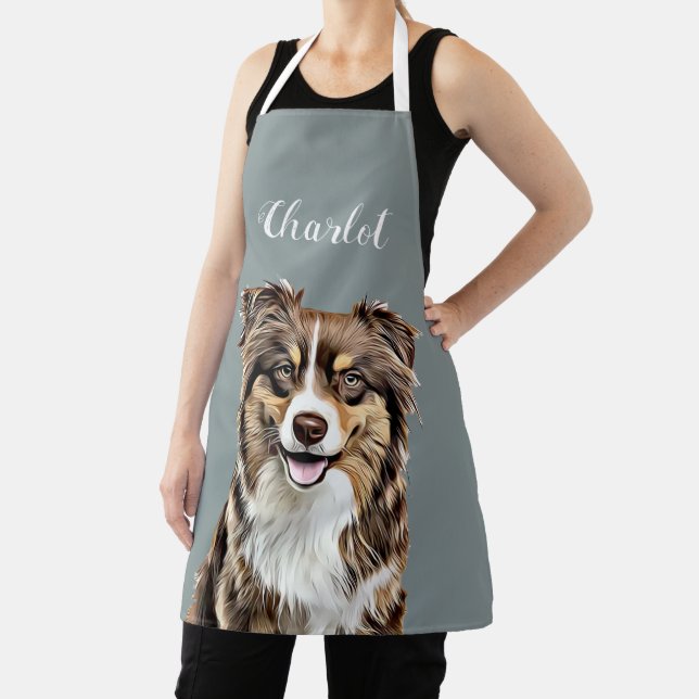 Personalisierter, Zeichnend Collie Dog an der Gren Schürze (InSitu)