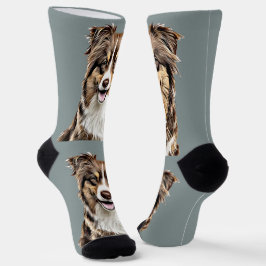 Personalisierter, Zeichnend Collie Dog an der Gren Socken