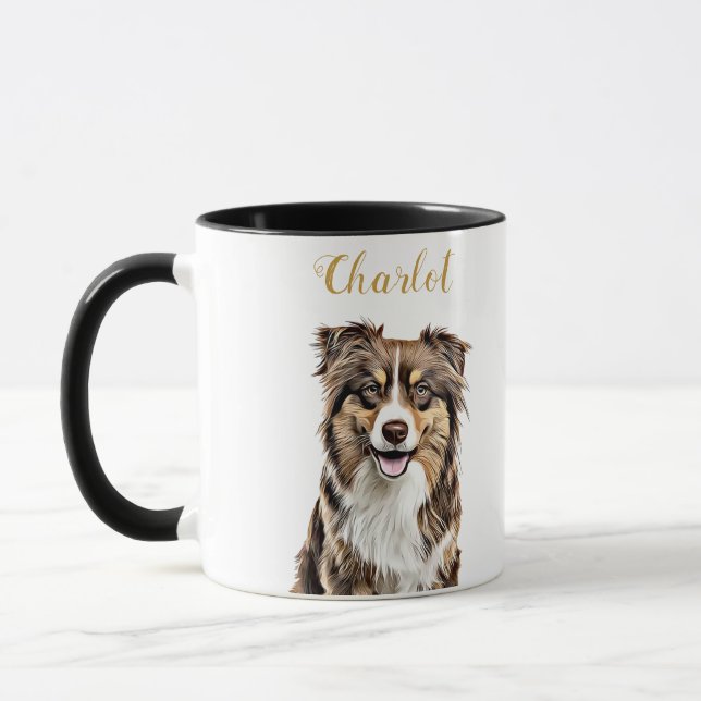 Personalisierter, Zeichnend Collie Dog an der Gren Tasse (Links)