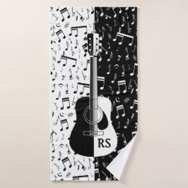 Personalisierter zeitgenössischer Gitarrenentwurf Badhandtuch Set