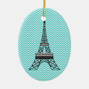 Personalisierter Zickzack Pariser Eiffelturm Keramik Ornament