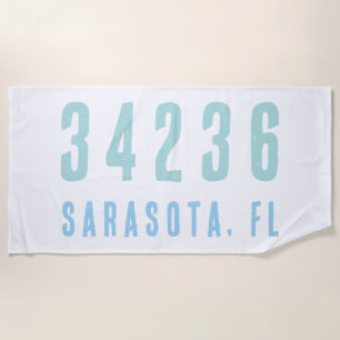 Personalisierter Zip-Code, Stadt, Staat   Blues de Strandtuch