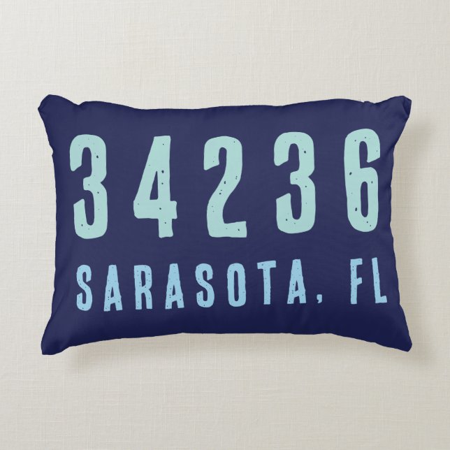Personalisierter Zip-Code, Stadt, Staat | Navy Blu Dekokissen (Vorderseite)