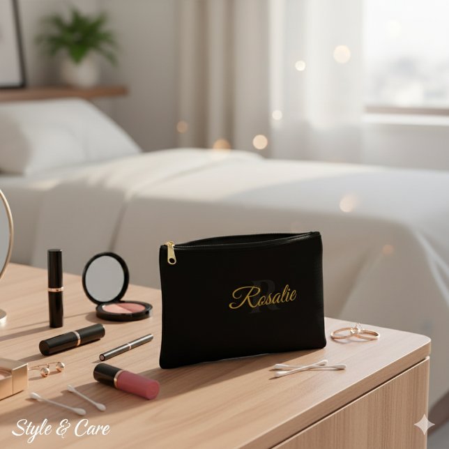 Personalisierter Zipper-Beutel für Essentials Zubehörtasche (Personalized Monogram Zipper Pouch for Essentials)