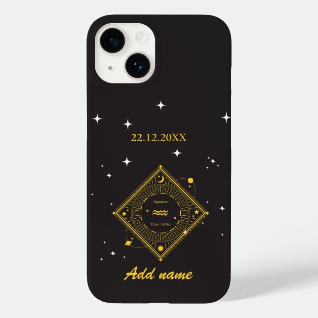 Personalisierter Zodiac Individuelle Name Aquarius Case-Mate iPhone 14 Hülle (Rückseite)