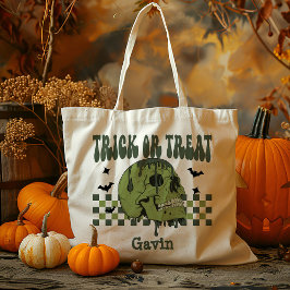 Personalisierter Zombie Skull Boy Trick oder Candy Tragetasche