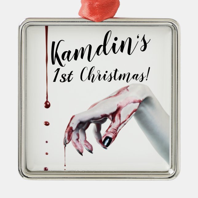 Personalisierter Zombie Tropfen Vampire Gothic Ornament Aus Metall (Vorne)