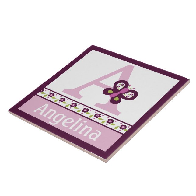 Personalisierter Zucker-Schmetterling-Buchstabenan Fliese (Seite)