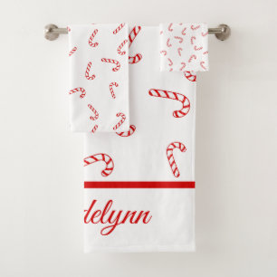 Personalisierter Zuckerstangen-Weihnachten Badhandtuch Set