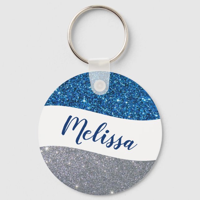 Personalisierter zweifarbiger Glitzer Schlüsselanhänger (Vorderseite)