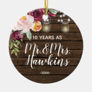 Personalisiertes 10-jähriges Jubiläum Keramik Ornament