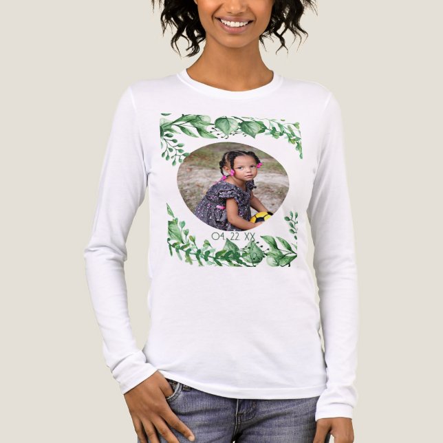 Personalisiertes 1-Bild-grünes Leaf Florals Tri-Blend Shirt (Vorderseite)