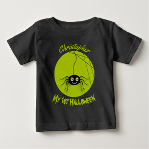 Personalisiertes 1. Halloween Spooky Spider Baby T-shirt