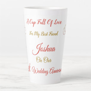 Personalisiertes 1. Jubiläumsdesign Latte Tasse