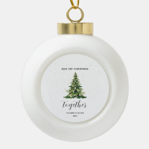 Personalisiertes 1. Weihnachten Zusammen Paar-Gesc Keramik Kugel-Ornament